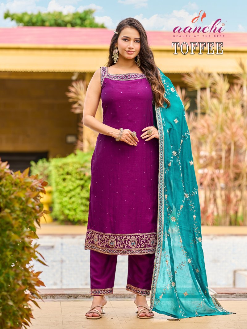 Toffee By Aanchi Vichitra Silk Speghetti Kurti With Bottom Dupatta